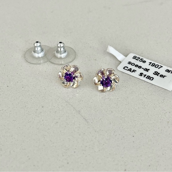 Sterling silver 925 Amethyst Earrings - Picture 3 of 7